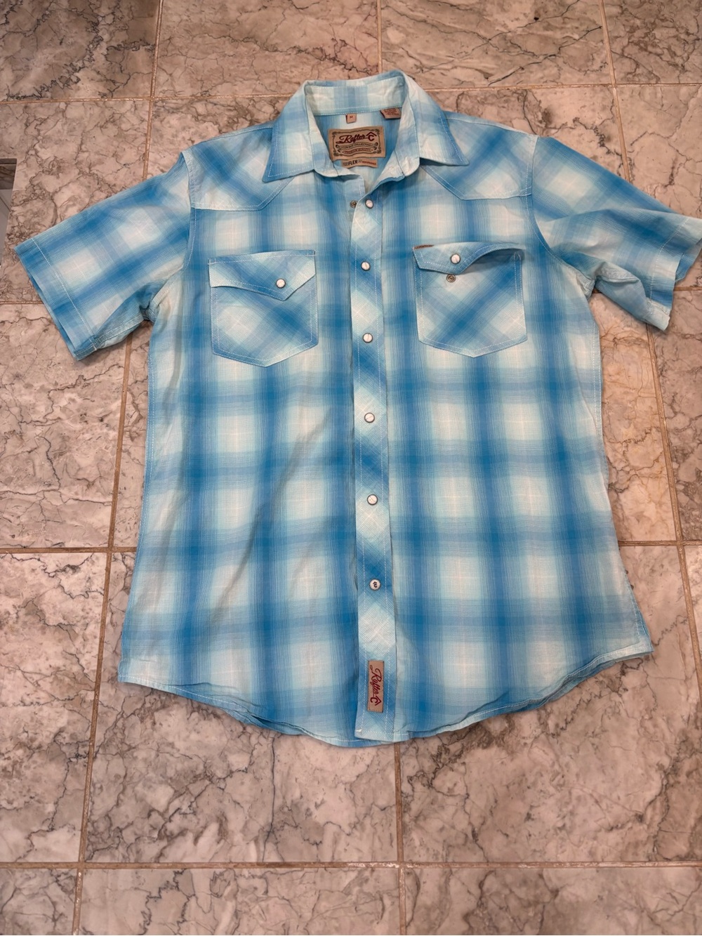 Rafter C Cowboy Collection Short Sleeve Pearl Snap ProFlex 45 Men's Size Medium